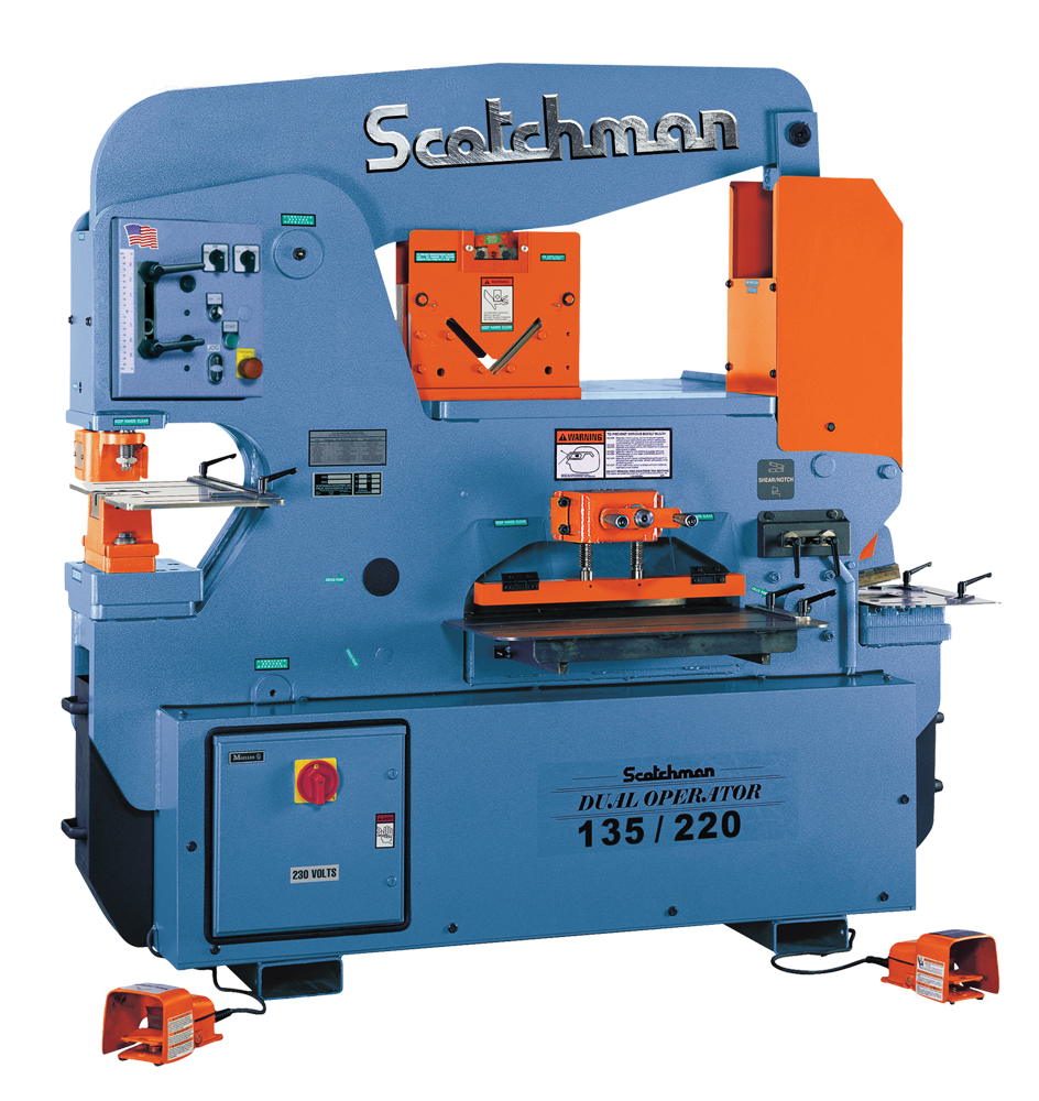 1-DO135_220-24M-Scotchman20ironworker.png Scotchman DO 135/220-24M 230V Three Phase Dual Operator 135 Ton Hydraulic Ironworker 039910
