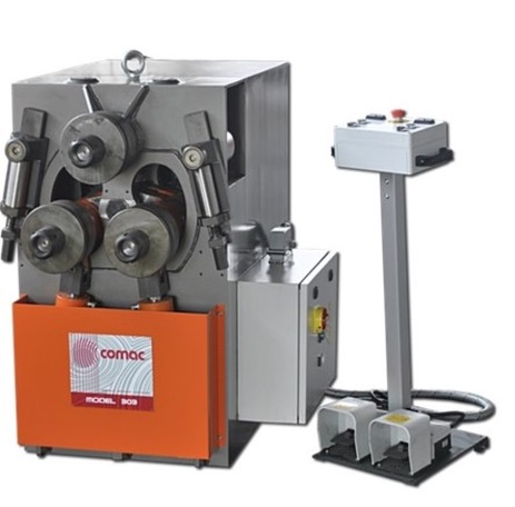 303HV.png Carell Industrial Comac 3000 Series 220V Three Phase 1-1/2” Pipe Double Pinch Hydraulic Angle Roll 303HV