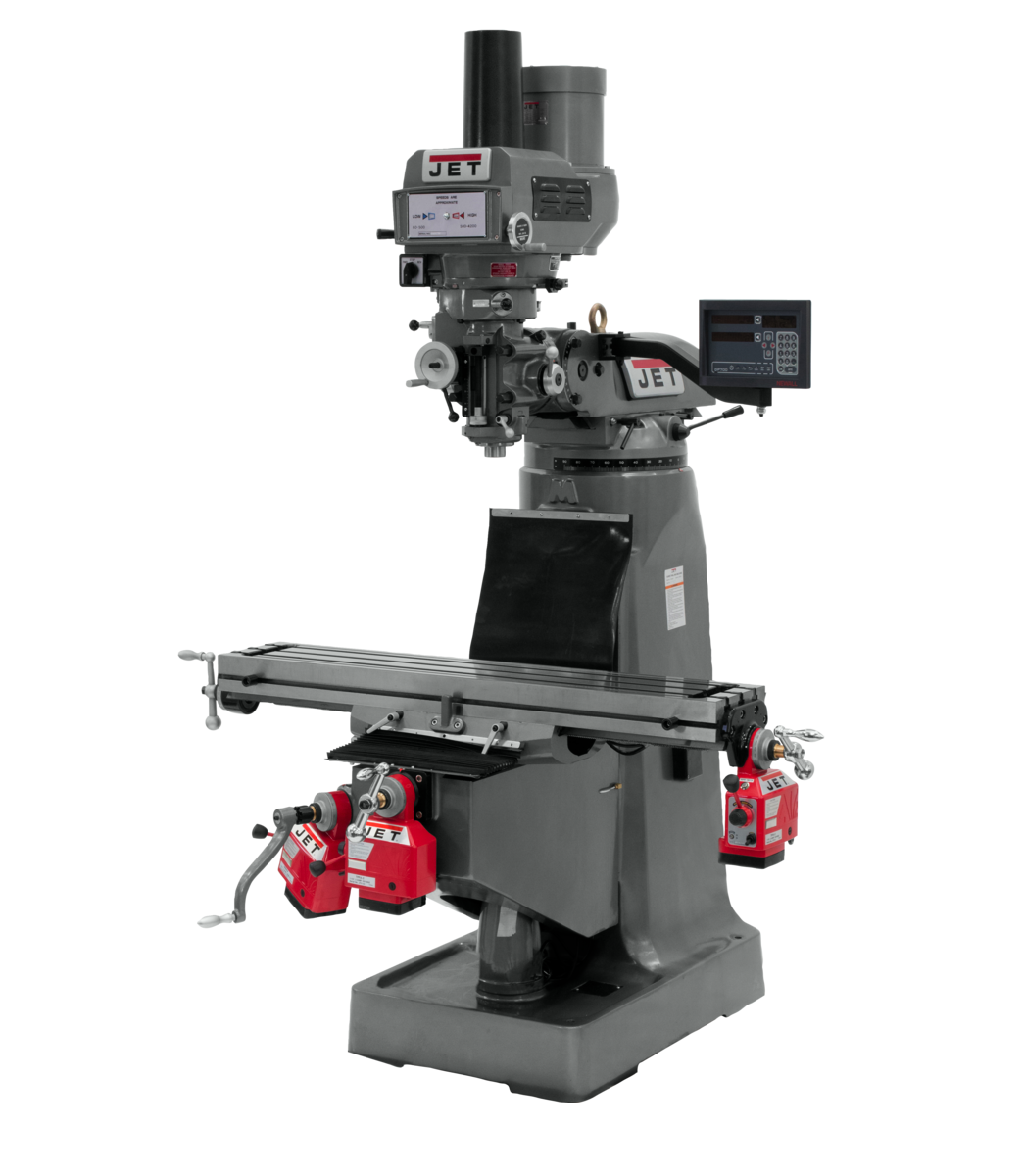 691171_main.png.png Jet JTM-4VS-1 Mill With 3-Axis Newall DP700 DRO (Quill) With X, Y and Z-Axis Powerfeeds and Power Draw Bar 691171