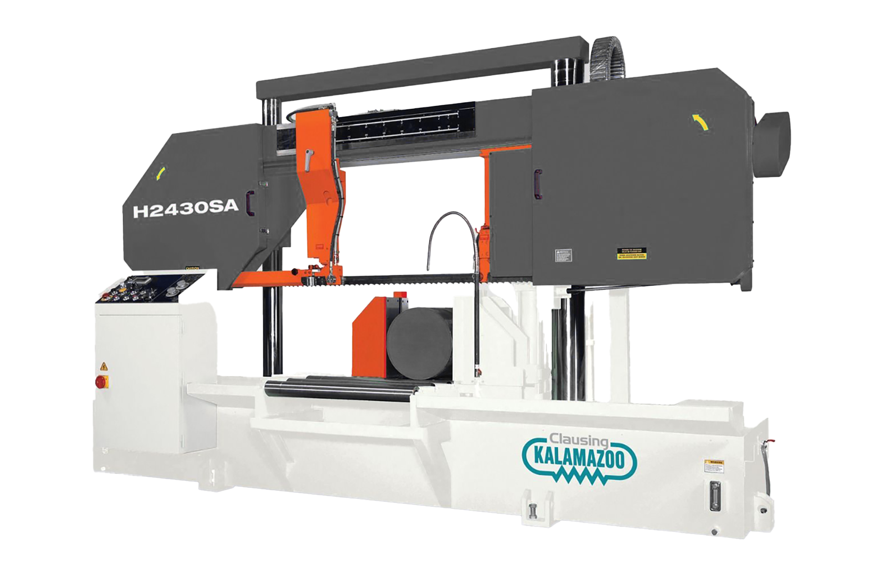 h2430sa-1.png Clausing Kalamazoo 230V Three Phase 24” Double-Column Variable-Speed Semi-Automatic Horizontal Bandsaw H2430SA