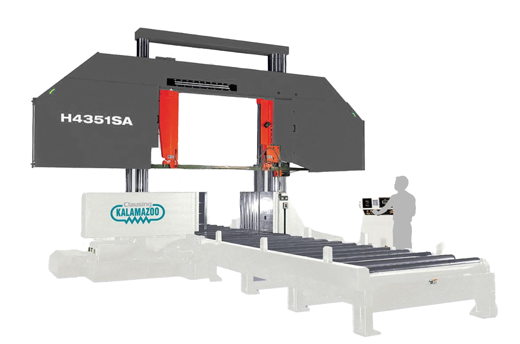 h4351sa-1.png Clausing Kalamazoo 230V Three Phase 43” Double-Column Variable-Speed Semi-Automatic Horizontal Bandsaw H4351SA