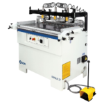 SCM 3-Phase 27 hole construction/in-line Boring machine that bores from below the panel piece, two pneumatic clamps, fence for horizontal boring at 45°, w/18 quick-change